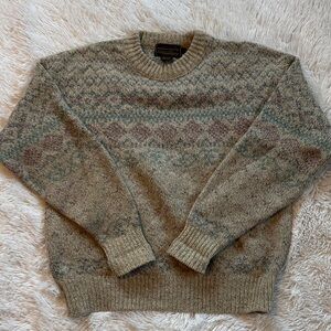 Vintage 1990s Eddie Bauer Fair Isle Crewneck Wool Blend Sweater Made in USA